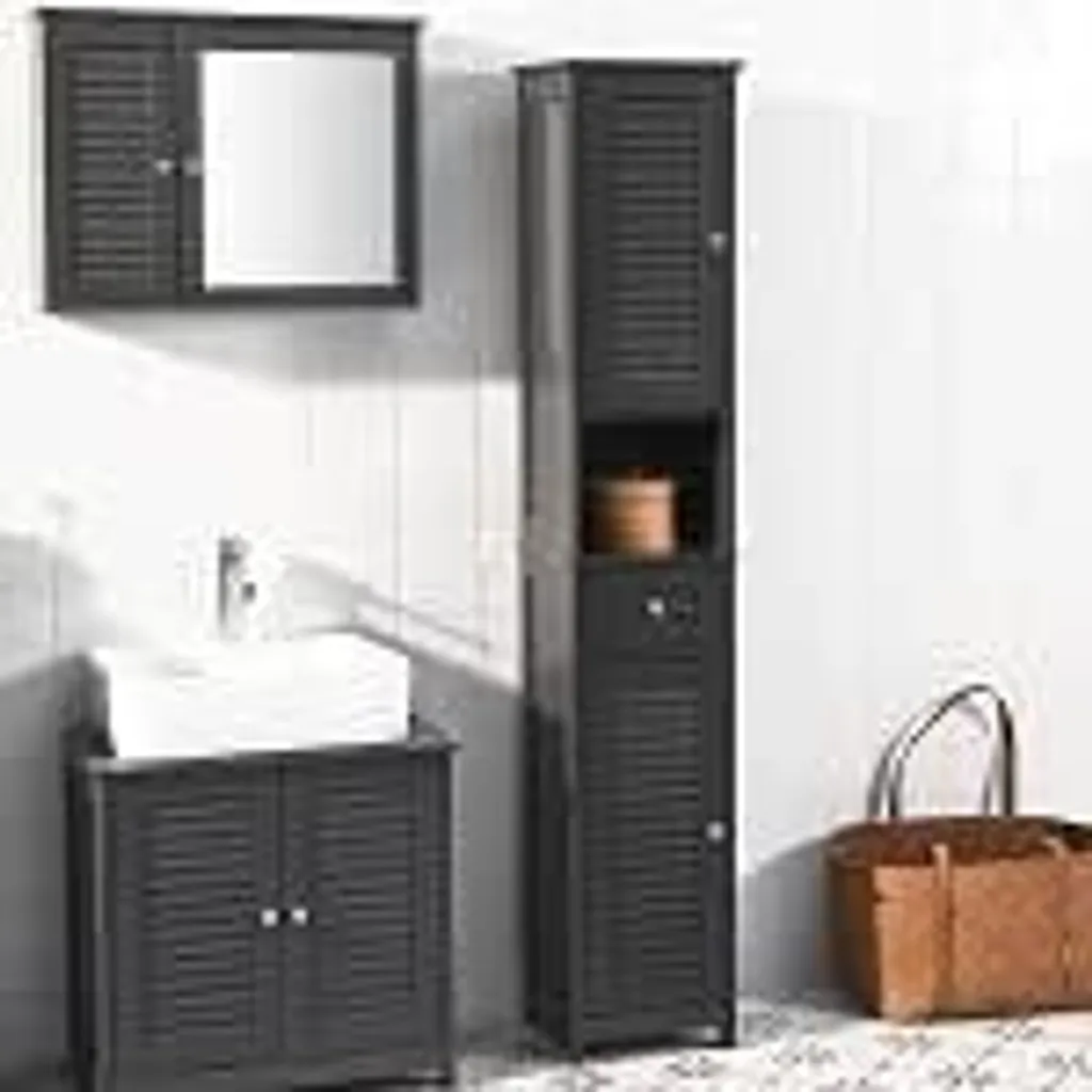 Mobile Colonna Bagno Grigio Scuro SoBuy | Design Salvaspazio MDF