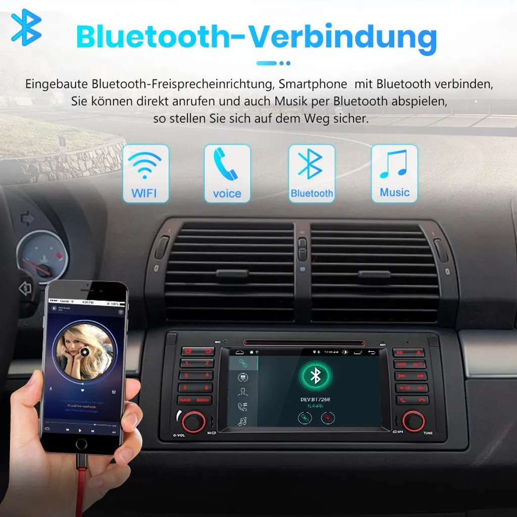 Autoradio Bluetooth Carplay pour BMW E53 E39 Android 13 avec WiFi RDS