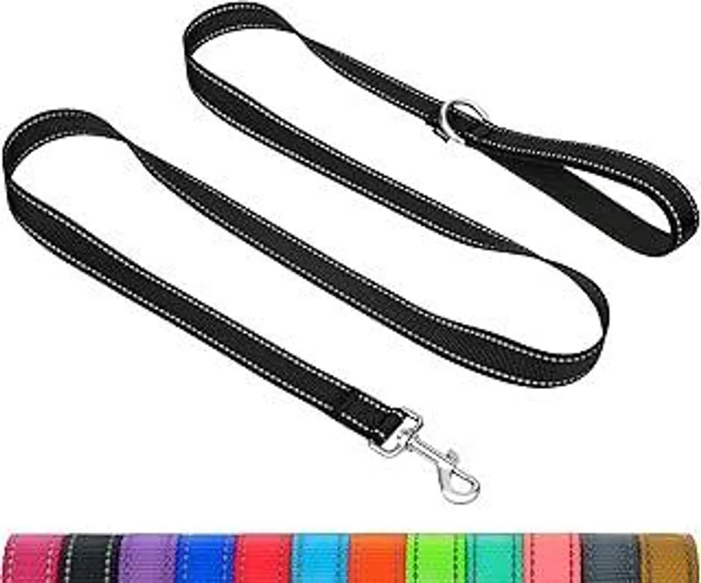 Guinzaglio per cani Taglory Piccoli cani Leggero | Riflettente su entrambi i lati | Impugnatura imbottita | Fino a 10 kg | 1,8 m x 2 cm | Nero