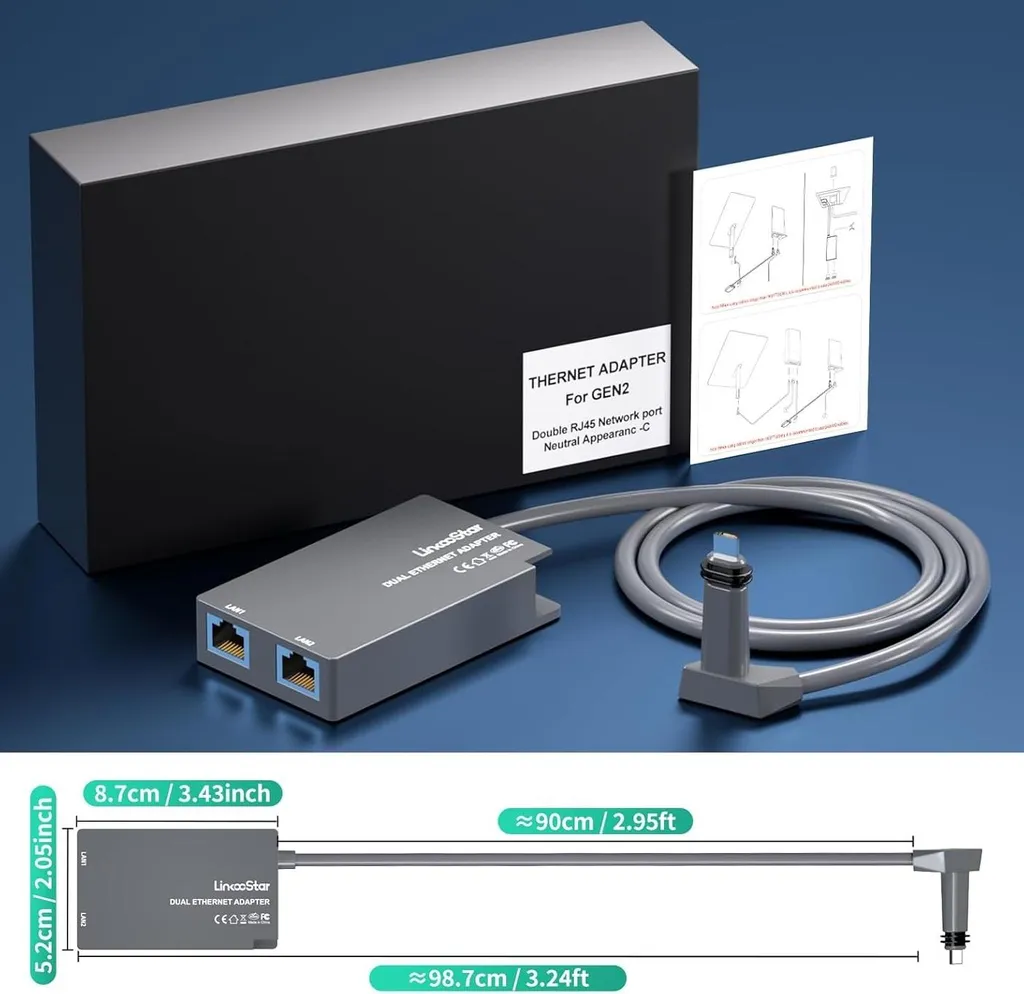 Plus de Wi-Fi Instable : Adaptateur Starlink Gen 2 Ethernet RJ45 1Gbps