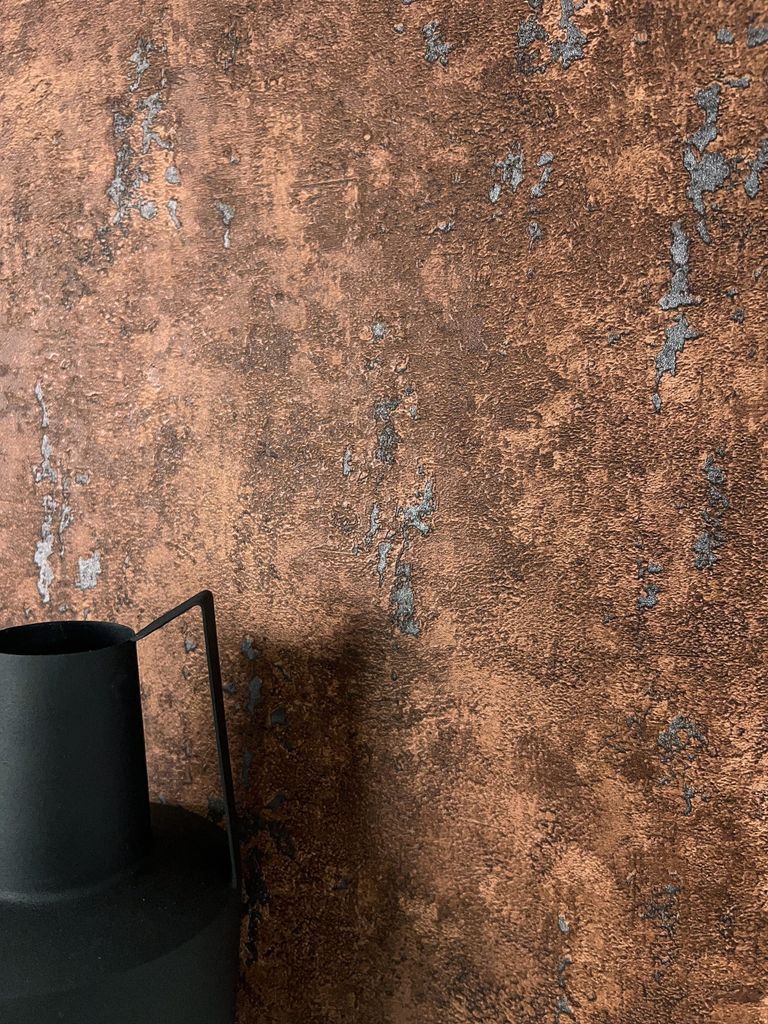 NEWROOM Tapete Braun Vliestapete Beton - Betontapete Modern Rost Grau Putz Lava Naturstein Industrial Glanz