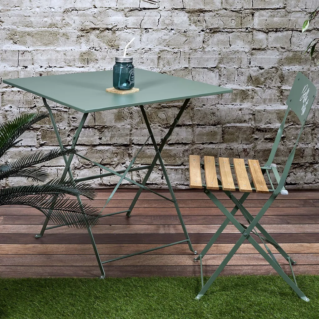 Table de Balcon Pliante Palerme Kaki 70cm - Idéale Petits Espaces