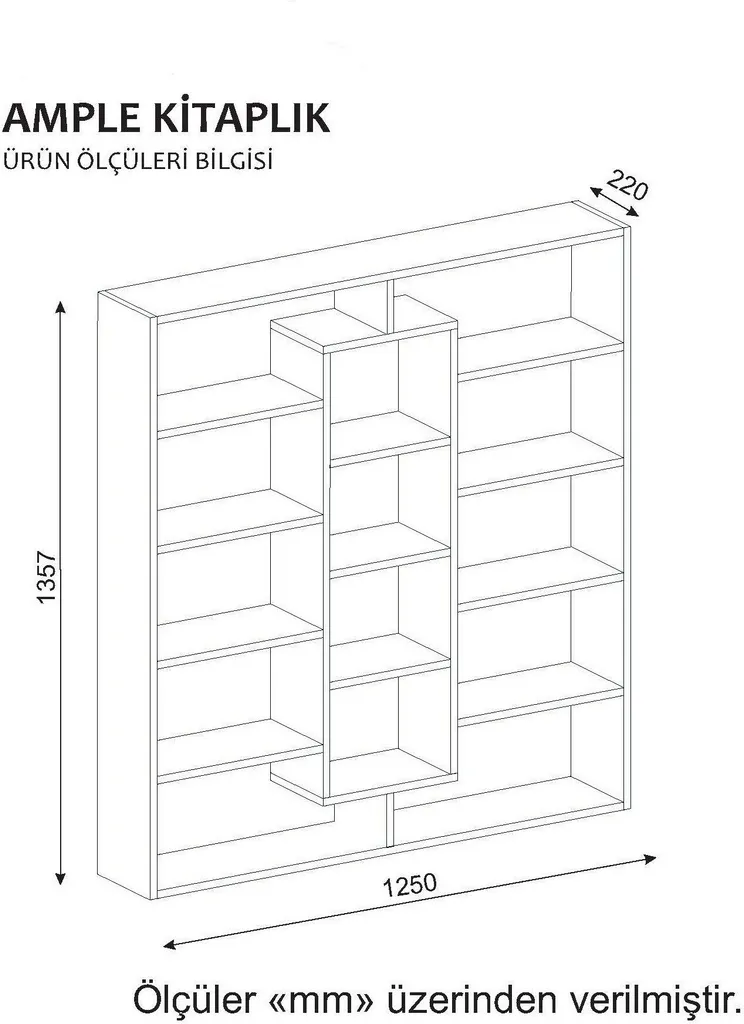 Bibliothèque Skye Decor Ample en noyer mélaminé 125x135 cm