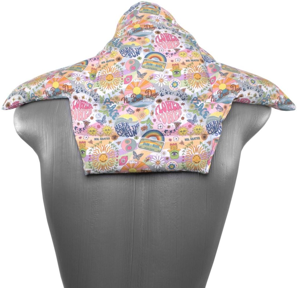 Nackenkissen Komfort - Bio-Stoff Flower Power - Rapssamenkissen - Wärmekissen & Kältekissen - 5-Kammer Rücken Schulter Nacken