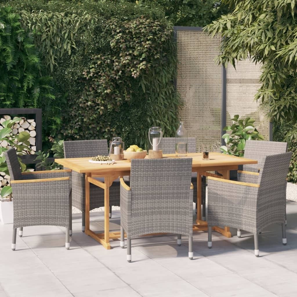 Best Gartenmöbelgarnituren 7-tlg. Garten-Essgruppe mit Kissen Grau,Design Balkon-Tisch Gartenmöbel 9247594