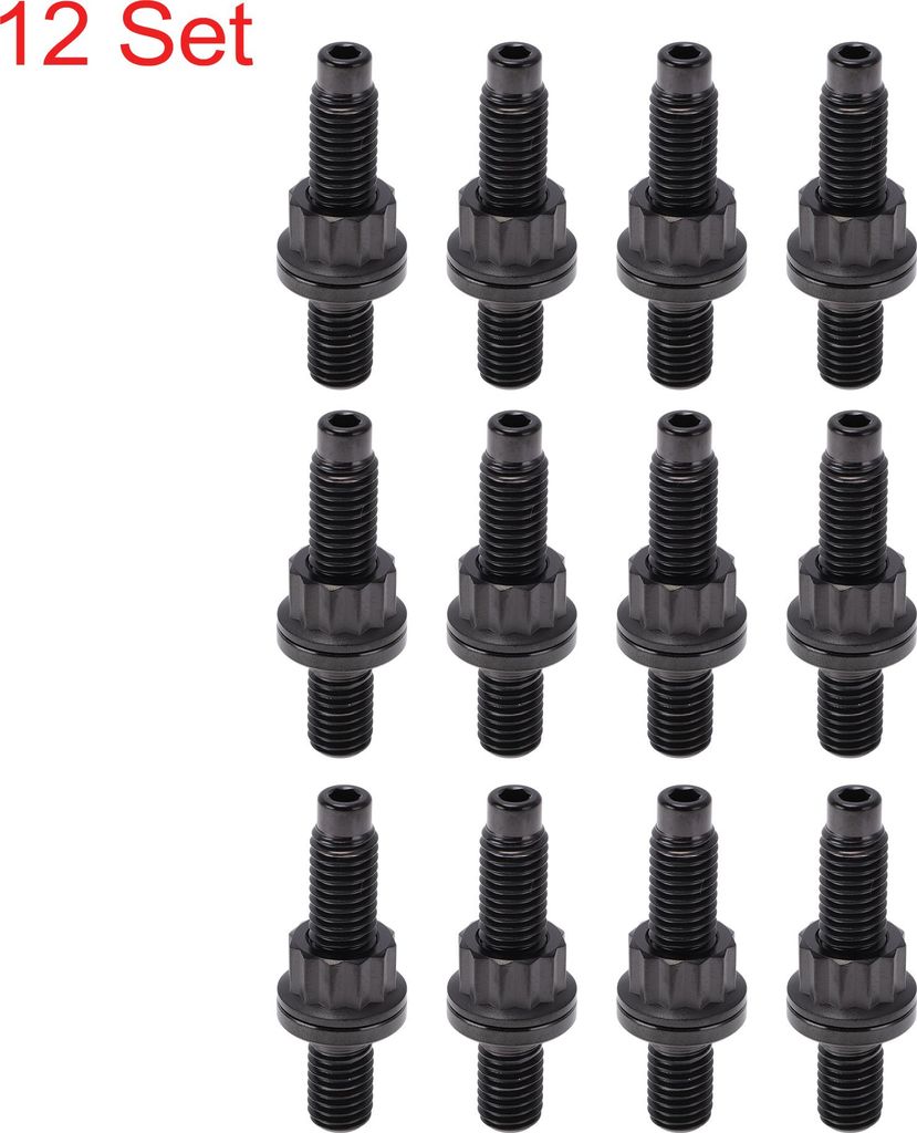 12 Satz Titanium Alloy Auspuffkrümmer Schraube M10x54mm Steigung 1.5 Auspuffkrümmer Bolzen Kit Schrauben Muttern Unterlegscheiben Schwarz