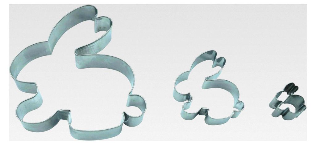 Hasen 3er Set Ostern /9,5 cm/ 5,5 cm/ 2,3 cm/Ausstechform aus Edelstahl