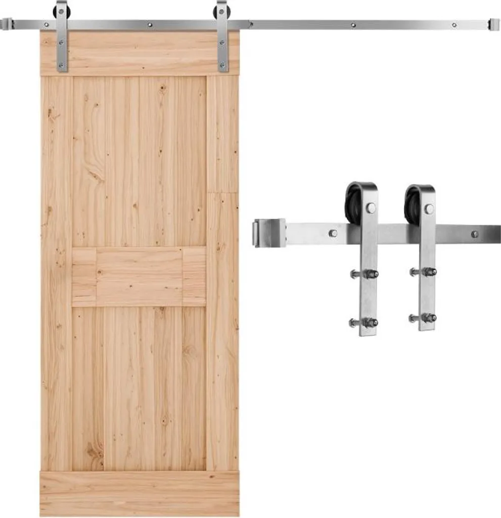 Système de porte coulissante 150kg - Rail de roulement 2m en acier argenté
