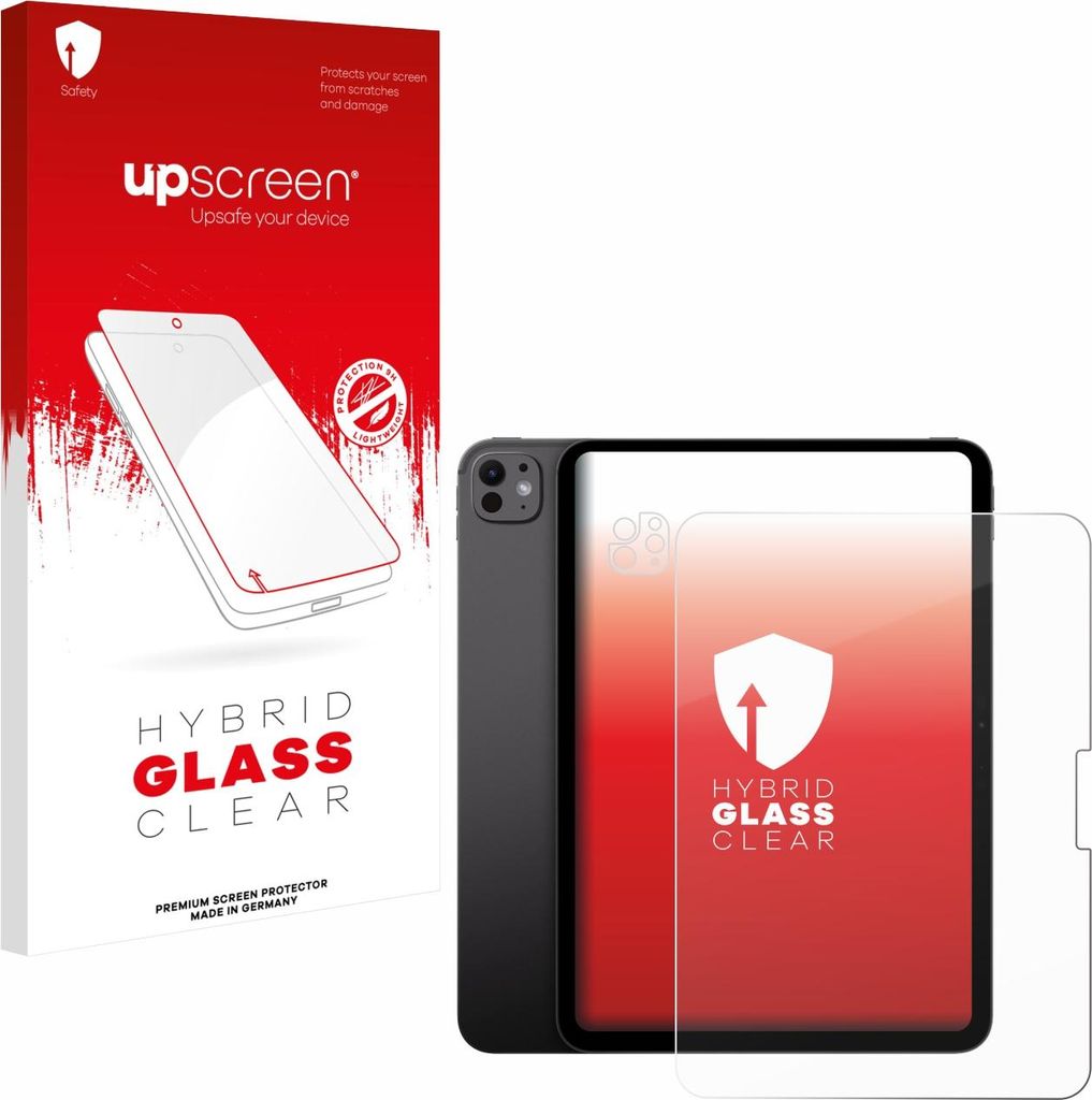 upscreen Schutzglas für Apple iPad Pro 11" 2024 (Display+Kamera) Schutzfolie Panzer Folie Glas Display Schutz klar