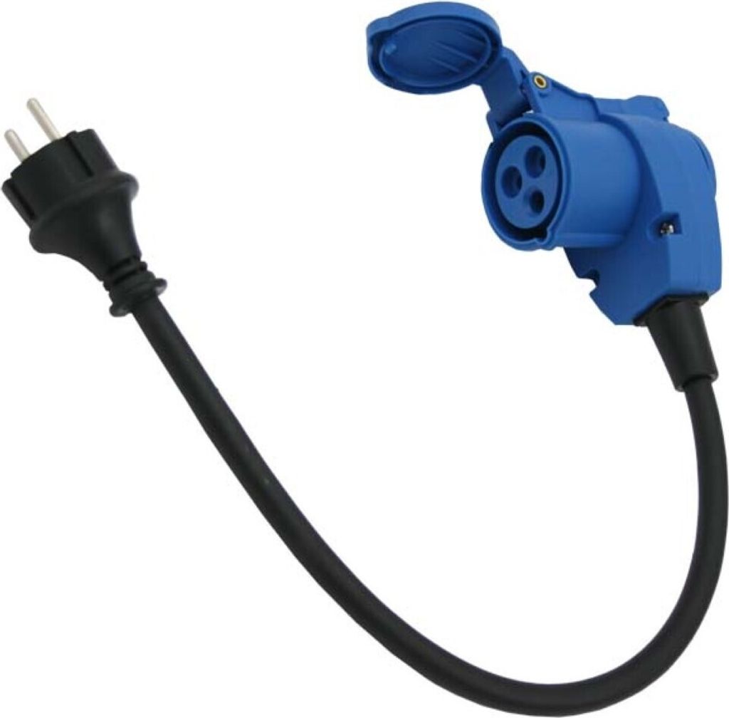 CEE Winkelkupplung Wohnwagen Wohnmobil Caravan 220V + Schuko Steckdose + 50 cm Kabel 3x2,5 mm²