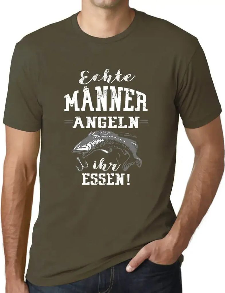 Herren Grafik T-Shirt Angeln Ihr Essen Öko-Verantwortlich Vintage Jahrgang Kurzarm Lustige Druck Geburtstag Geschenk Mann