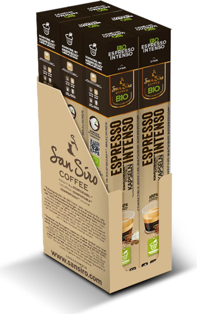 San Siro Bio Kaffee ESPRESSO INTENSO | 100% industriell kompostierbar | 60 Kapseln | Kaffeekapseln für Nespresso - und SanSiro Smart Kapselmasc...