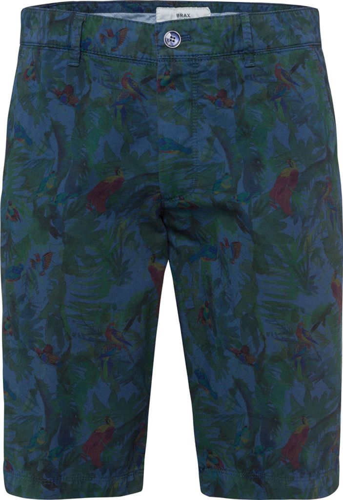 28964 Brax, Bozen Chino, Herren kurze Jeans Shorts Bermudas, Gabardine Stretch, blau floral, D 54 W 38