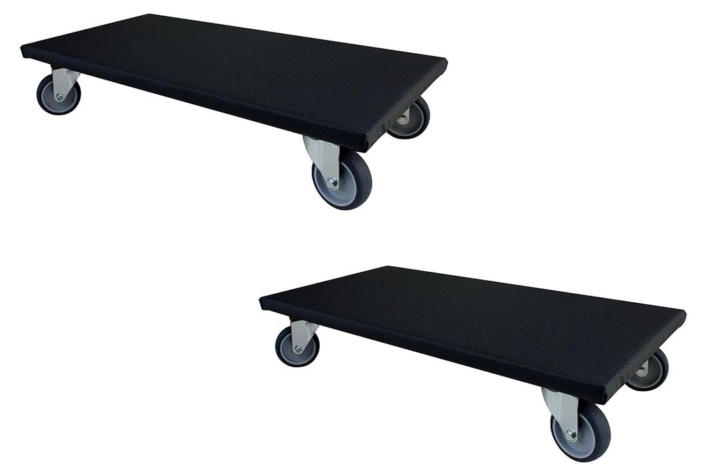 FOXCUP 2 Stück Transportroller, 200 kg Tragfähigkeit, 300x600 mm, Gummiräder, Schwarz, Versatile, Rubber-Wheeled Handwagen