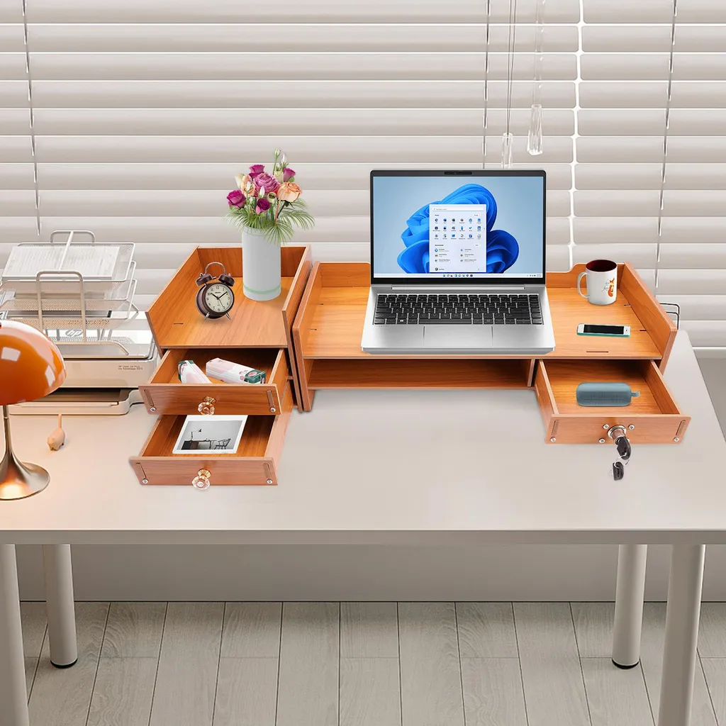 Support de moniteur pour bureau - Rehausseur écran MDF pour télétravail