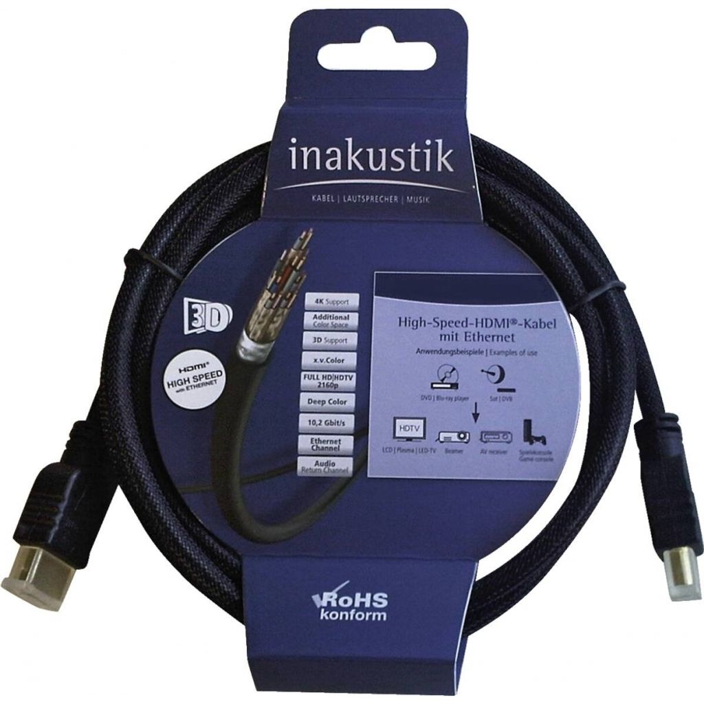 Inakustik 313990015, 1,5 m, HDMI Typ A (Standard), HDMI Typ A (Standard), 3D, 10,2 Gbit/s, Schwarz