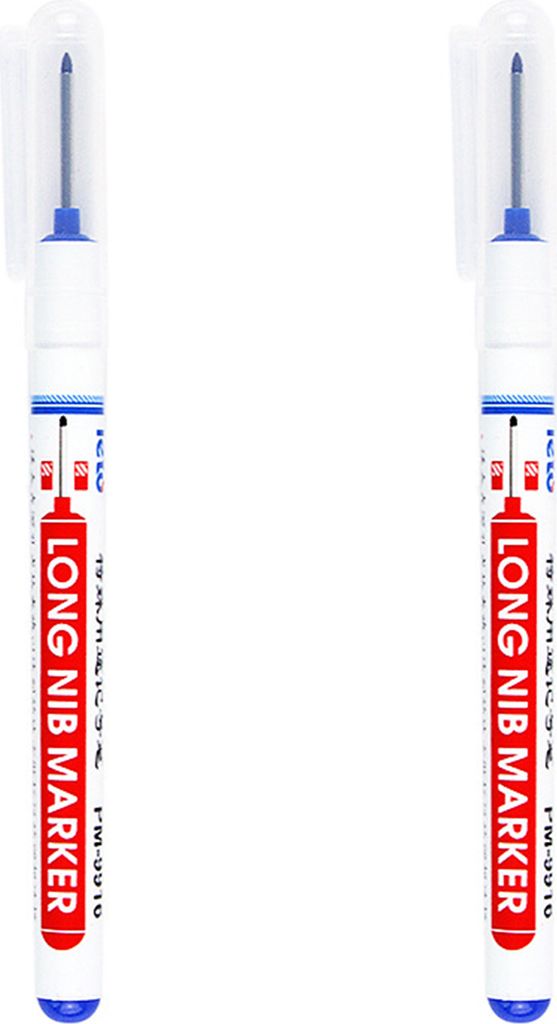 2pcs Carpenter Stift Langes Wasser wasserdichtes Mehrzweckdekoration Tiefes Loch Keramikfliesenmarker Stift Holzbearbeitungswerkzeug-Blau