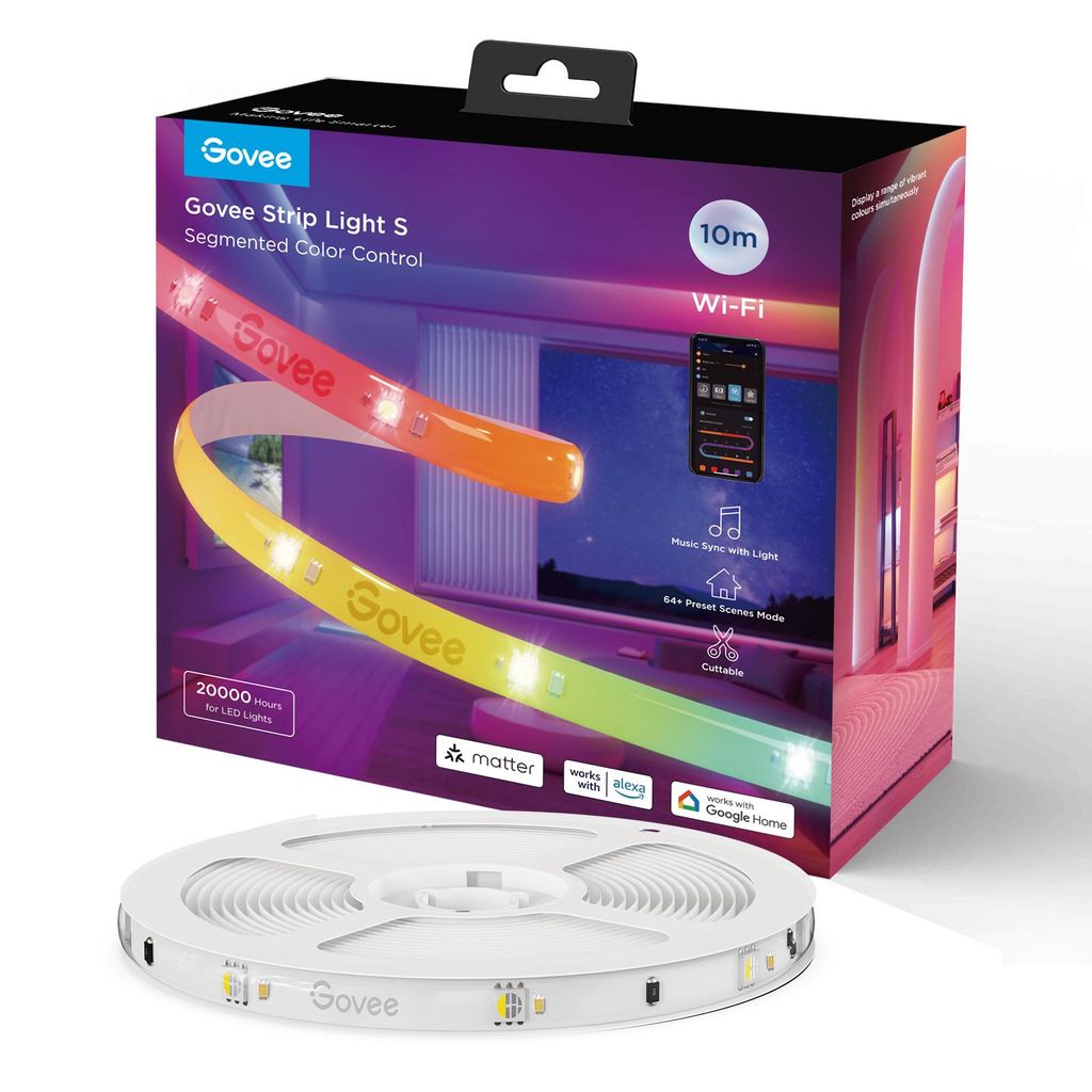 Govee LED Strip Light S 10 Meter LED-Streifen-Basisset WIFI LED Light APP RGBICW