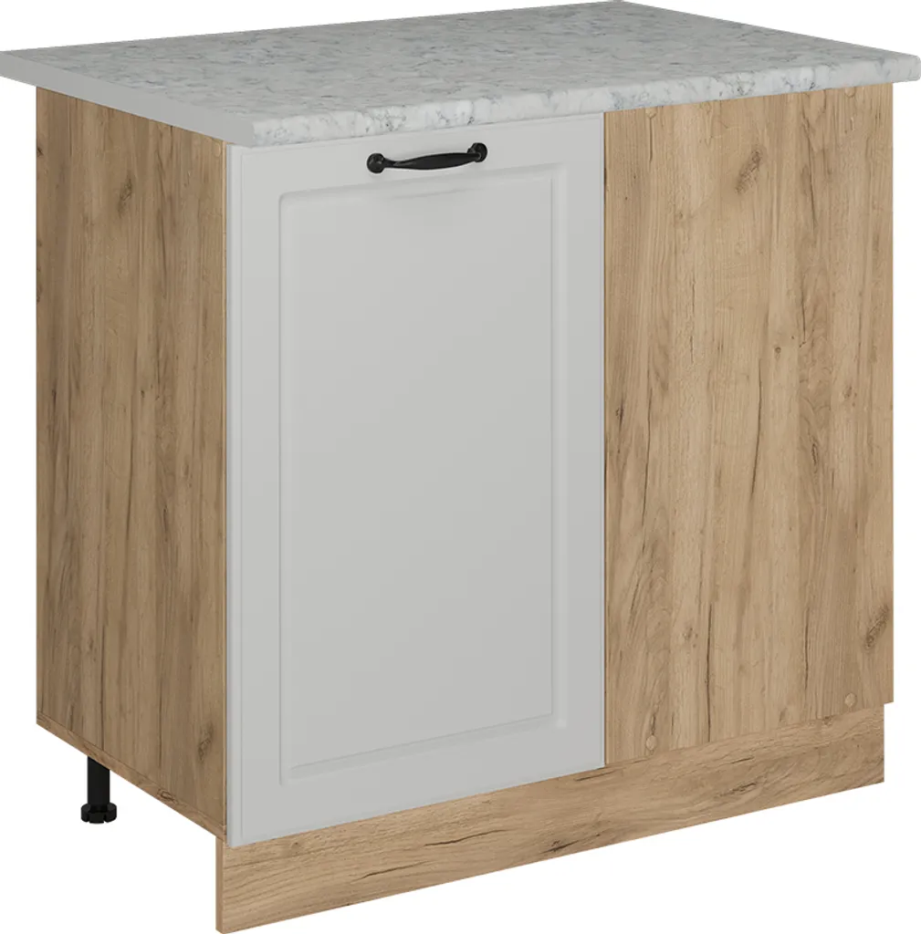 Meuble bas d'angle cuisine Vicco R-Line blanc 86 cm avec plan marbre