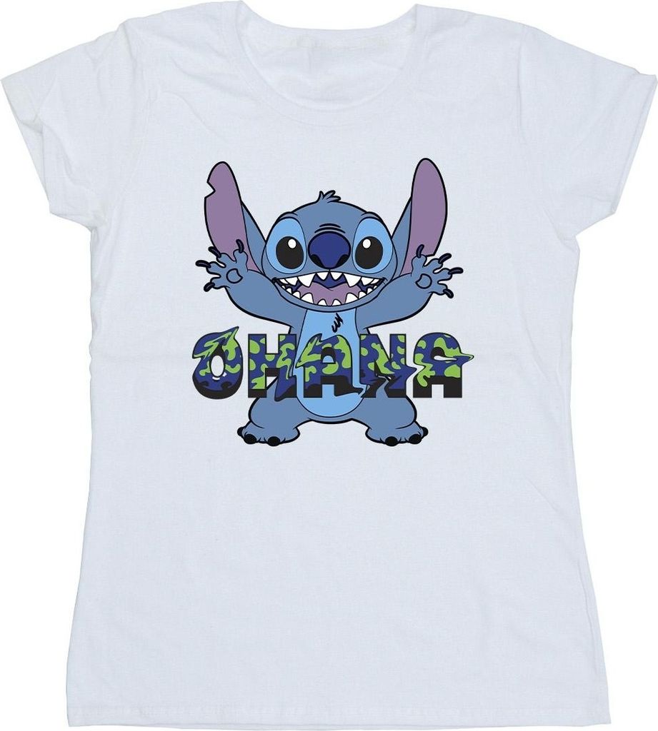 Disney - "Ohana" T-Shirt für Damen BI25841 (L) (Weiß) Produktbild 