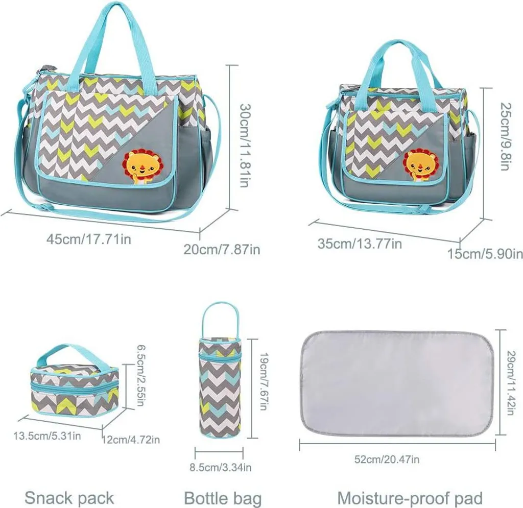 Sac à Langer de Voyage 5 Pièces pour Bébé Idéal Sorties Maternité et Repas