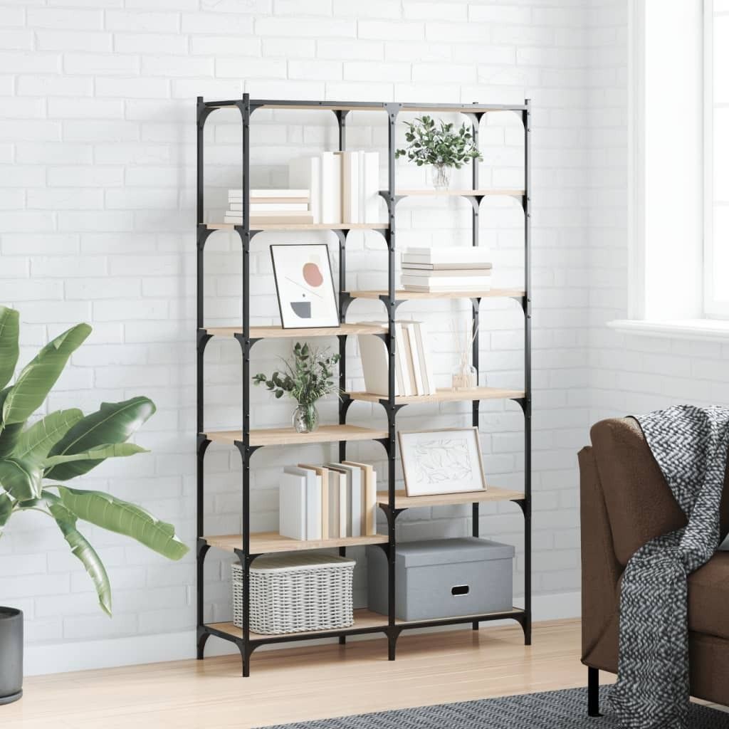 The Living Store Bücherregal Sonoma Eiche 100x32x170 cm Holzwerkstoff und Eisen