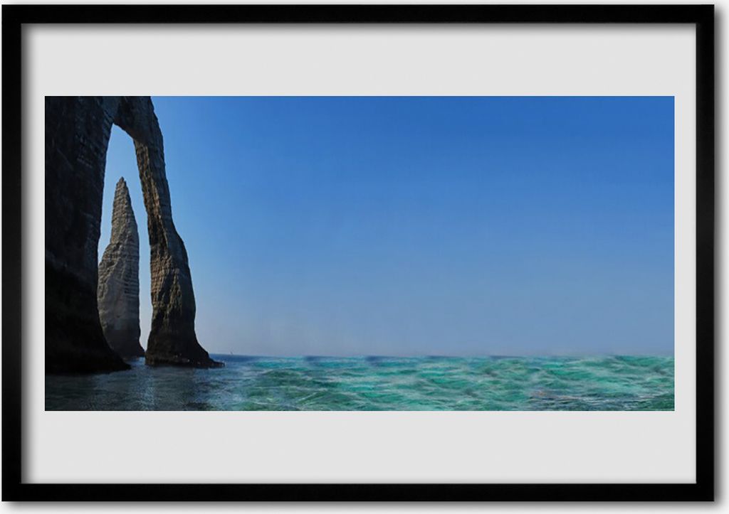 Bild 70x50 MDF-Rahmen Wandkunst Sea Rock Landschaft