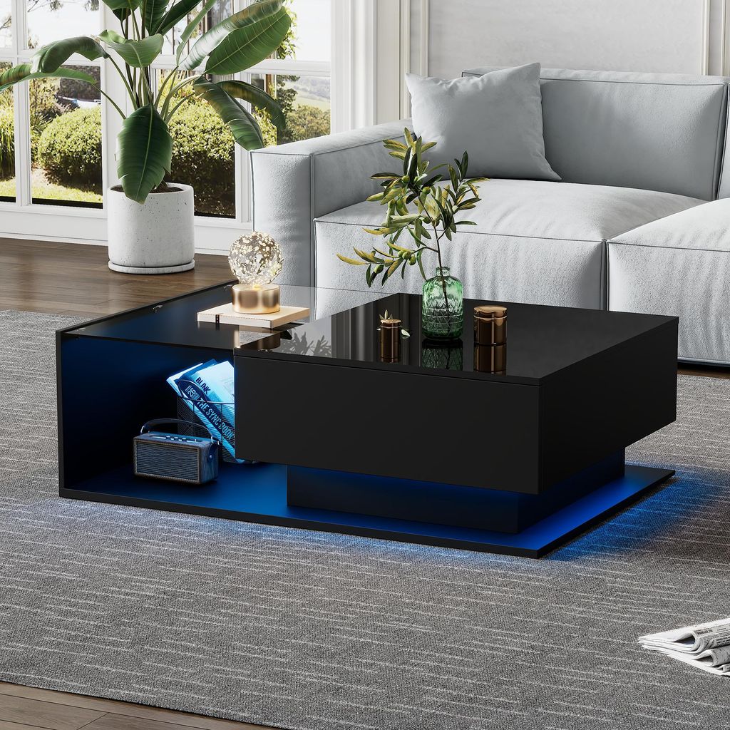 MODFU Table basse 100 x 50 x 32 cm - Plateau en verre et Image du produit 