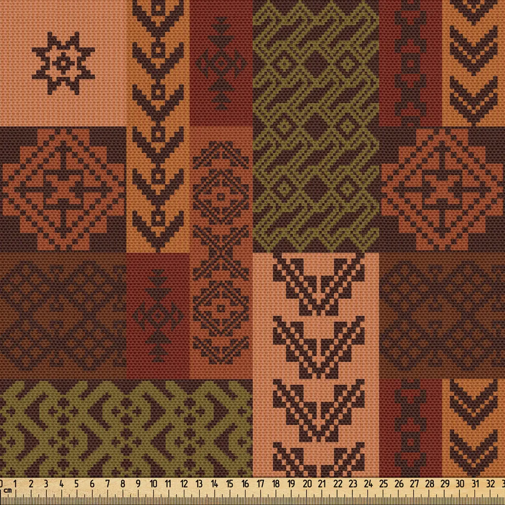 Tissu pour décoration intérieure motif ethnique rose vert 3 mètres