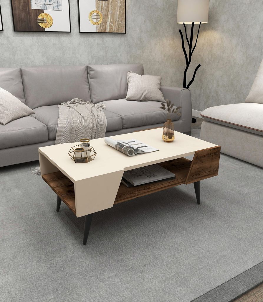 Skye Decor, Aren - Beige, Light Walnut, Couchtische, Beige, 38 x 90 x 53,6 cm
