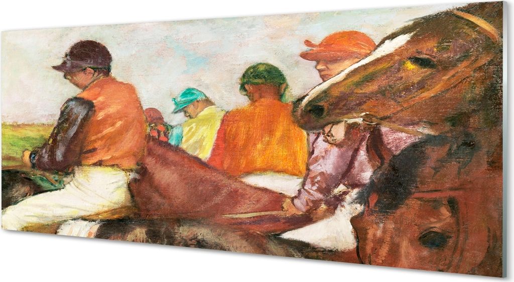 Glasbilder 125x50 Wandkunst Reiter Pferderennen Produktbild 