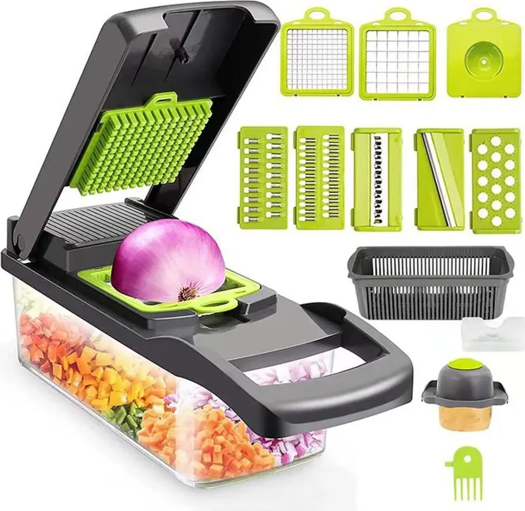 Tagliaverdure e Tagli Cipolle Manuale Verde | Mandolina Acciaio Inox