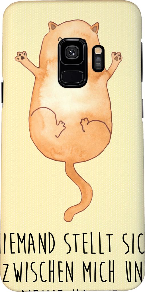 Mr. & Mrs. Panda Samsung Galaxy S9 Handyhülle Katze Umarmen - Gelb Pastell - Geschenk, Hülle, Handy Schutzhülle, Smartphone, Haustier, Katzen, C...