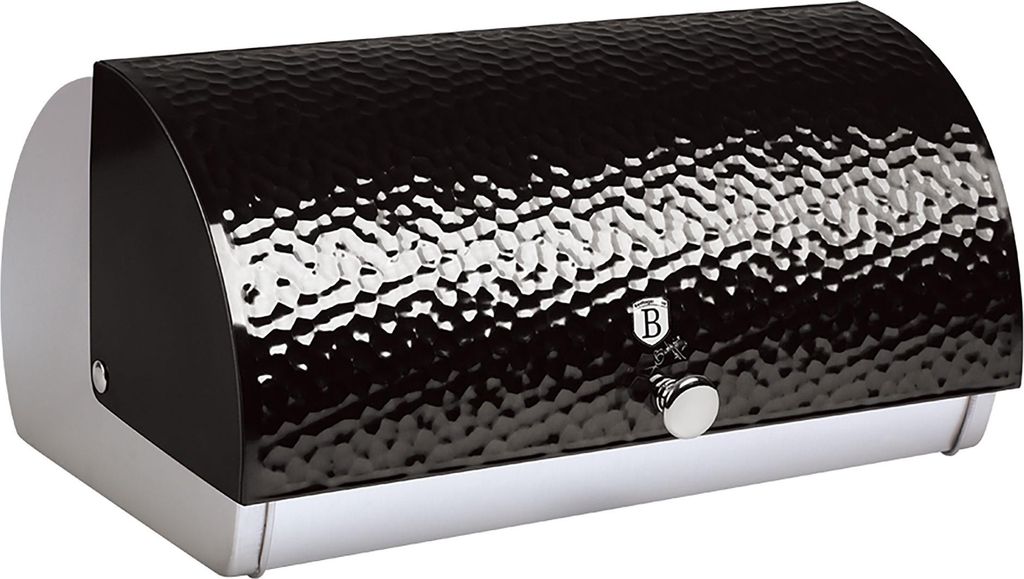 Berlinger Haus Primal Gloss Brotkasten, Brot, Wiener n, Schiebedeckel, Edelstahl, Modernes Design Edelstahl / Metallic Schwarz