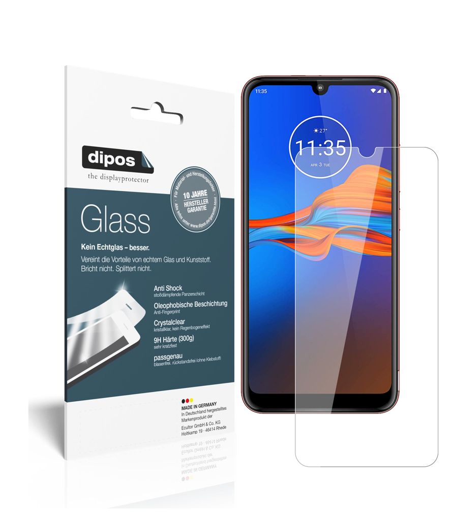 2x Schutzfolie für Motorola Moto E6 Plus - Anti-Shock 9H Folie dipos Glass Kunststoffglas