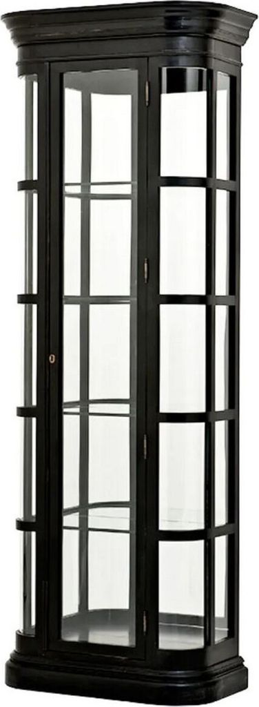 Casa Padrino Luxus Vitrine Schwarz 87,5 x 44,5 x H. 238 cm - Ovaler Massivholz Vitrinenschrank mit Glastür und Glasregalen - Luxus Möbel - Luxus ...