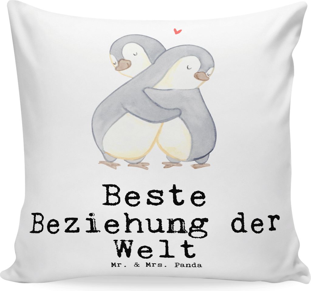 Mr. & Mrs. Panda kuschelkissen 40x40 Pinguin Beste Beziehung der Welt - Weiß - Geschenk, Dekokissen, Kuschel Kissen, Zusammen sein, Liebe, Miteina...