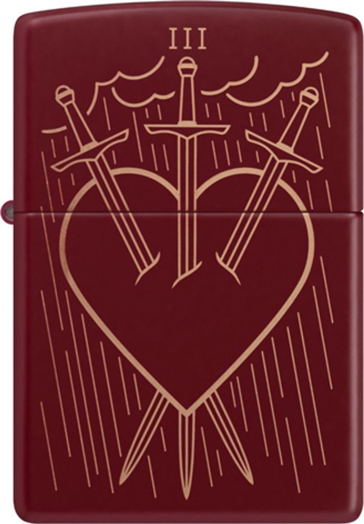 Zippo Sturmfeuerzeug Merlot Heart Swords Drei der Schwerter Laser Engrave Metall
