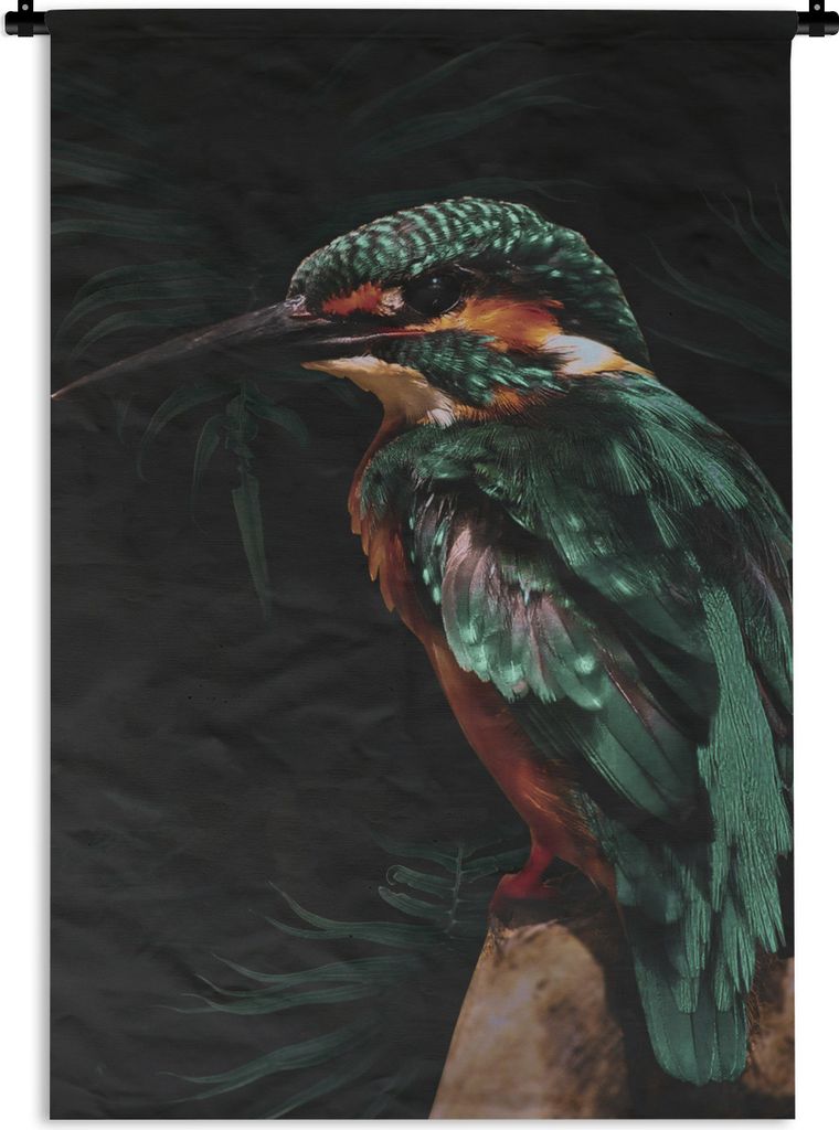 MuchoWow Wandteppich Wandbehang Eisvogel - Zweig - Bunt 120x180 cm Tapisserie Dekoration Wandtuch - Schlafzimmer - Dekorationen für das Haus