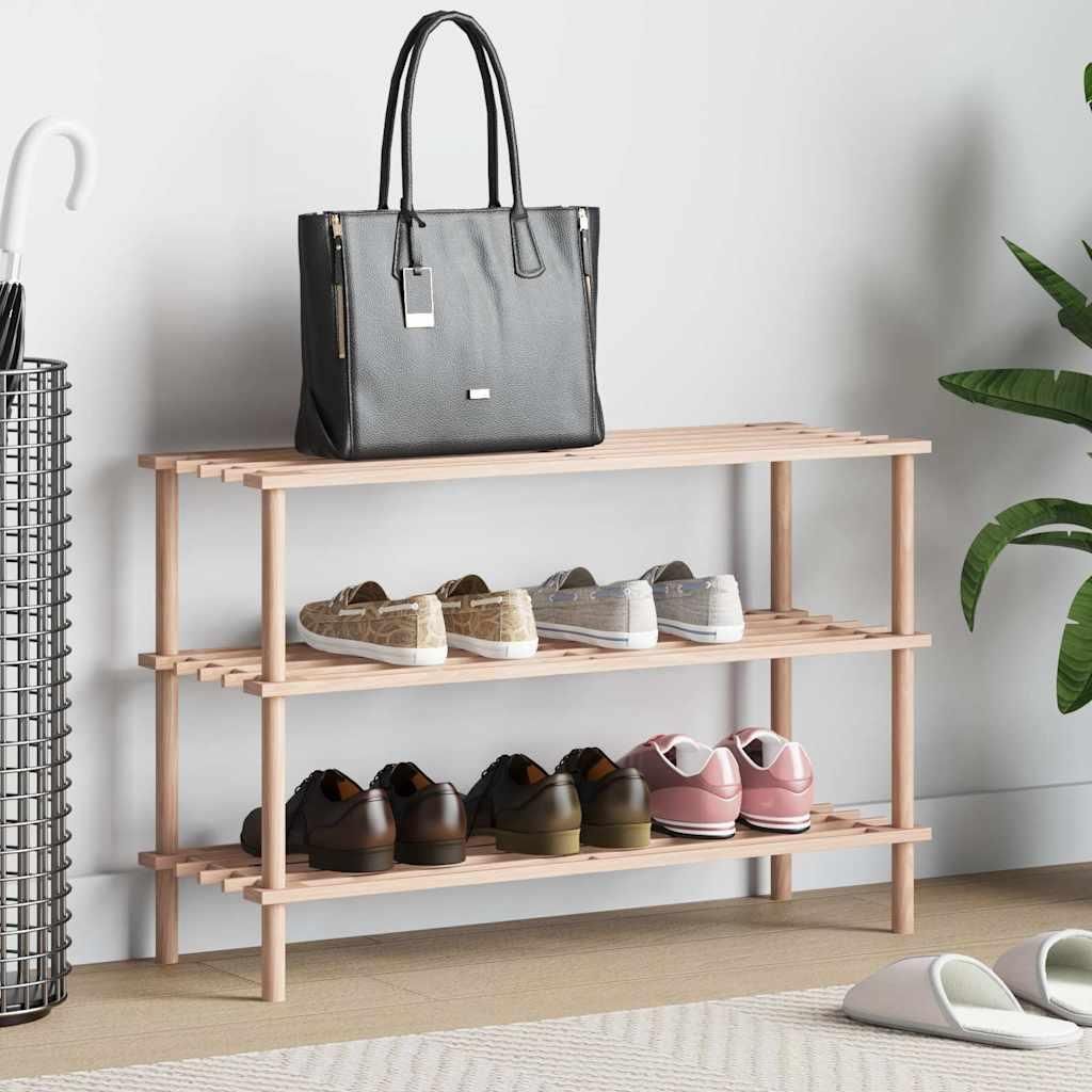 vidaXL Schuhregal mit 3 Böden Massivholz Tanne Produktbild 