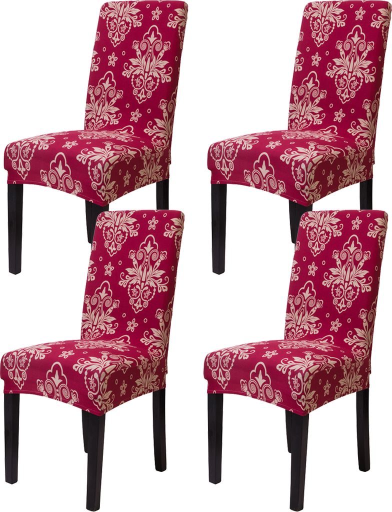 4er Pack Stretch Stuhlbezug Abnehmbarer Stuhlschutzbezug für Wohnkultur, Maschinenwaschbar Stuhl Husse(Rot)