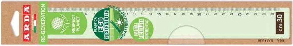 Règle ARDA RE30 de 30 cm en plastique vert transparent pour traçage