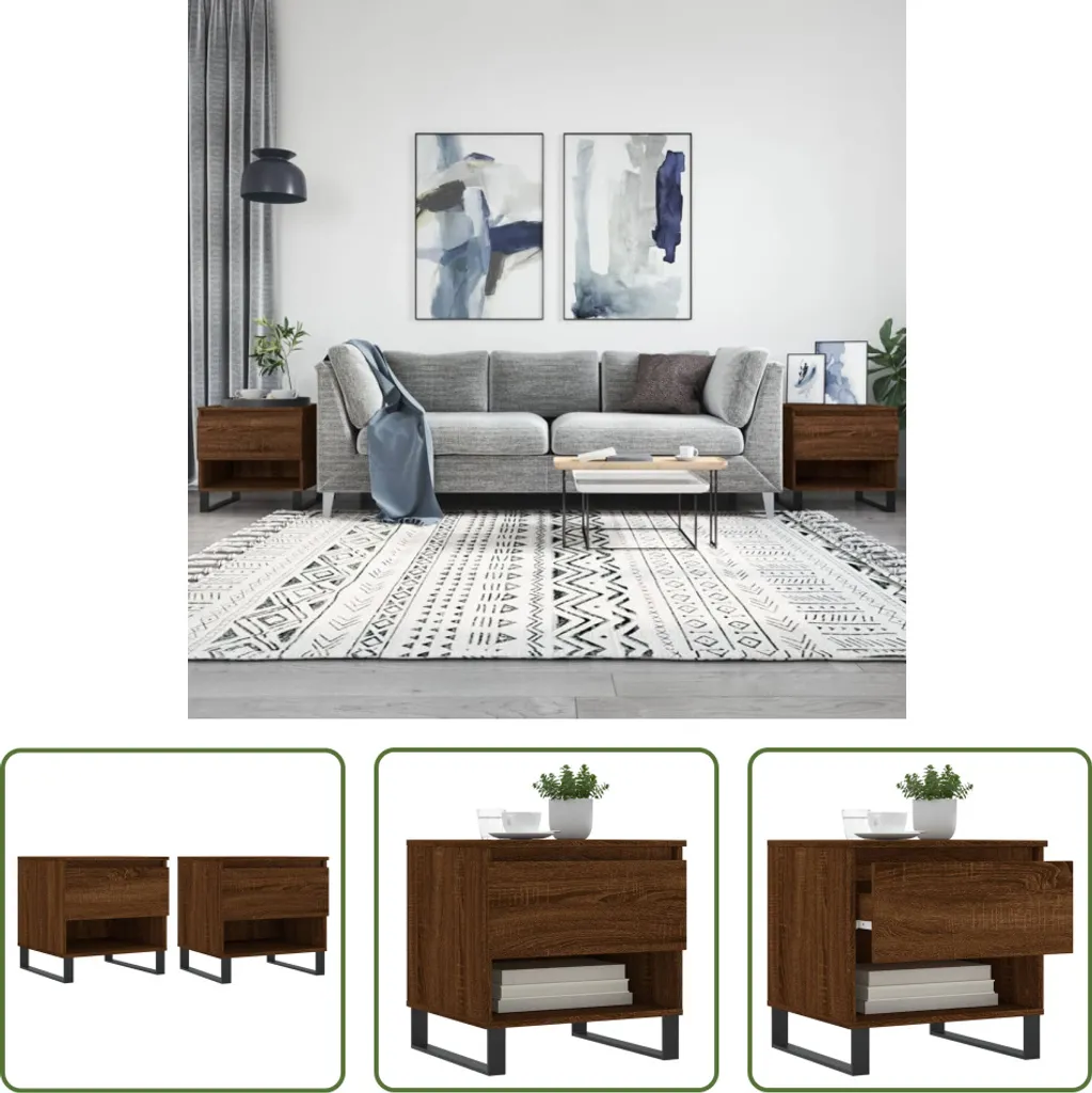 Tavolini Salotto 2 pz Rovere Marrone 50x50x46 | Design The Living Store