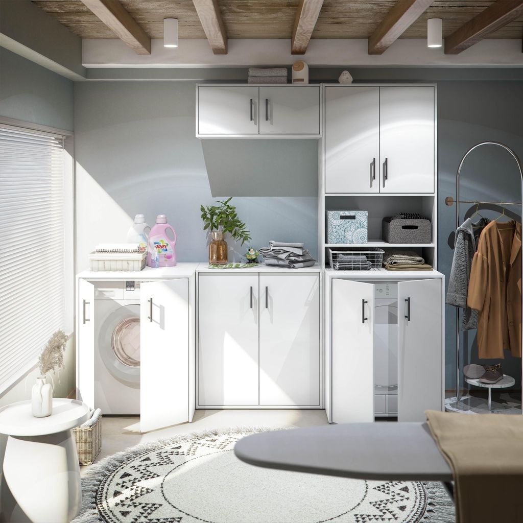 Mehrzweckschrank-Set >LAUNDRY< (5-teilig) in Artik Weiß - 218x206x40 (BxHxT)