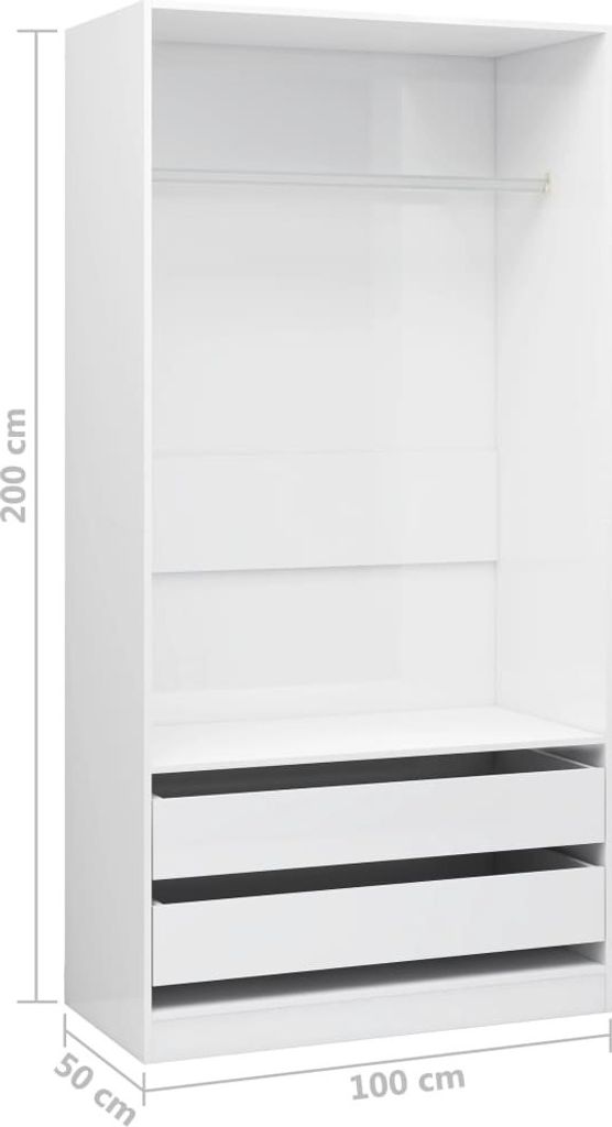 2024 Moderne Kleiderschränke Kleiderschrank Hochglanz-Weiß Produktbild 7