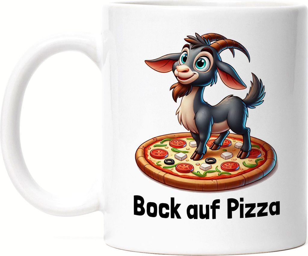 Bock Auf Pizza Tasse weiß Ziegenliebhaber Pizzaliebhaber Lustige Sprüche Humor Geschenk