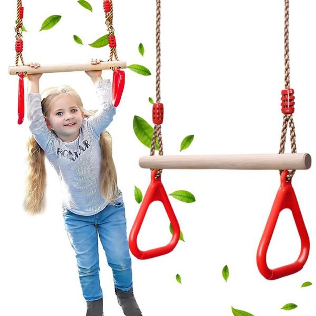 Dětská Dřevěná Zahradní Houpačka Gymnastický Trapéz S Obrázek produktu 