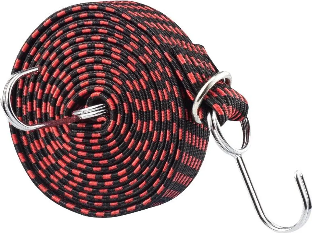 INF Elastico Bagagli Professionale Rosso 2 Metri con Ganci Metallo