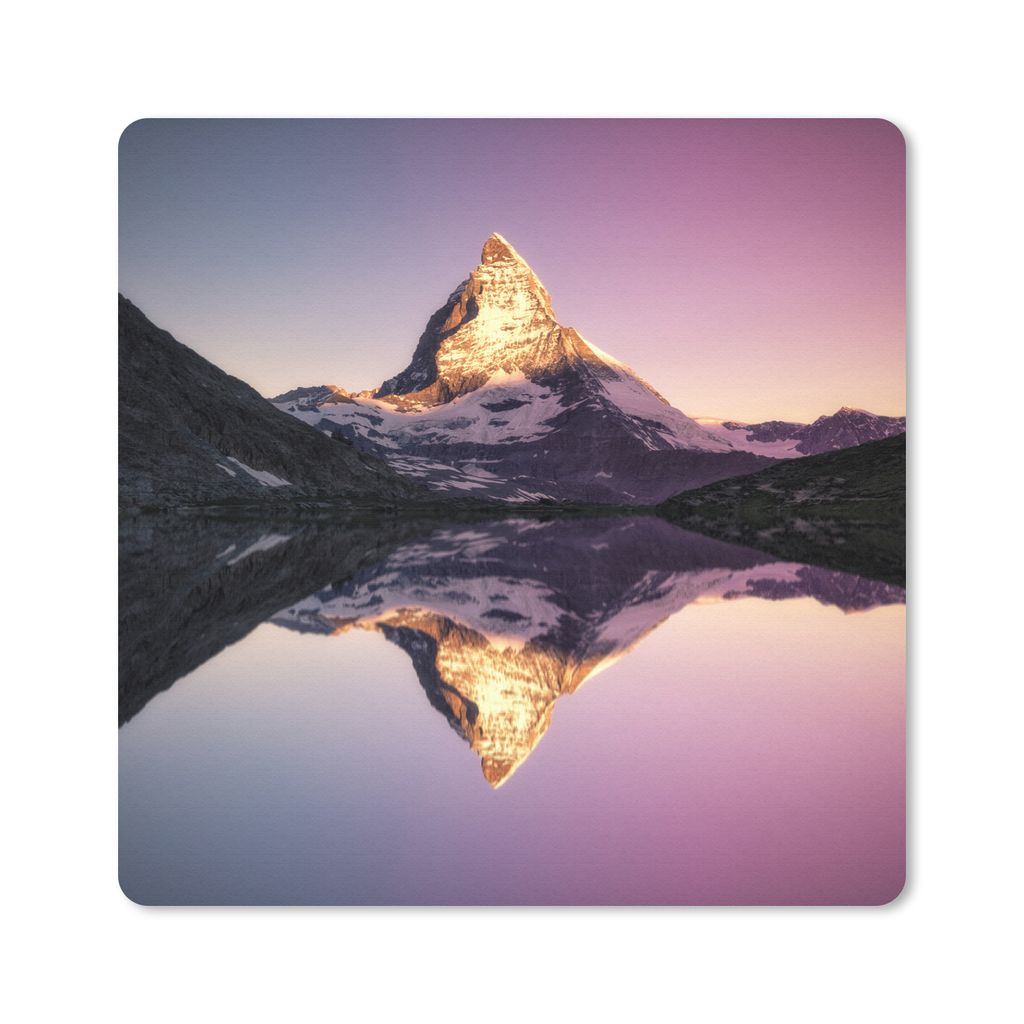 MuchoWow Mauspad Mousepad Matterhorn bei Sonnenaufgang vom Riffelsee in der Schweiz 20x20 cm - Mousepads - Maus Mat - Pad - Mausunterlage - Desk ...
