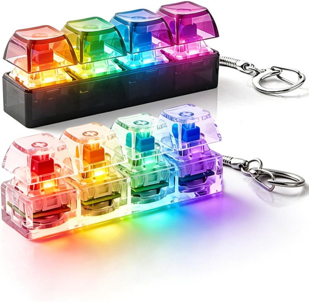 Fidget Toys Tastatur mit LED Licht, Tastatur Fidget Toy Clicker Schlüsselanhänger, Antistress Spielzeug für Erwachsene, Leuchtendes Keyboard Kli...